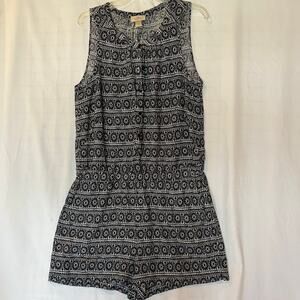 Ann Taylor LOFT Women's M Black White Geometric Sleeveless Romper Spring Summer
